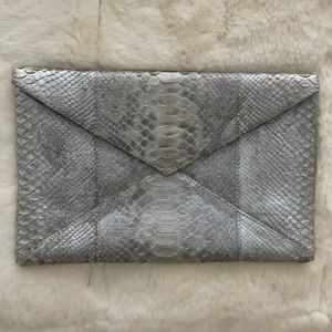 Beirn leather skin grey metallic clutch - NEW W/tags